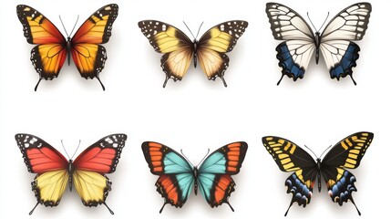 Obraz premium Vector Graphic of Various Butterflies