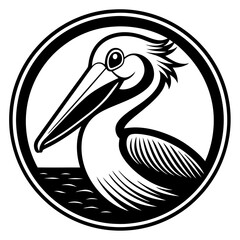 An attractive, popular logo of a pelican for seafood restaurants.