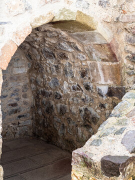 Sumela, Turkey - May 5, 2024: cell in Sumela Monastery. Sumela Monastery is Greek Orthodox monastery dedicated to Mary at Karadag of Pontic Mountains in Macka district of Trabzon Province, Turkey