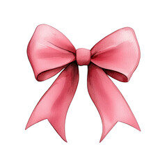 A beautiful pink bow, perfect for adding a touch of elegance to gifts, decorations, or crafts. Vibrant and eye-catching design. transparent background watercolor style