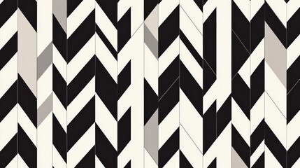 A seamless black and white geometric pattern featuring bold, interlocking chevrons in a contemporary style.
