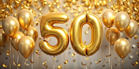 Golden 50th Anniversary Balloon Celebration, Anniversary , Celebration , Birthday , Party