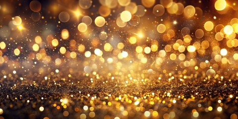 Golden Glitter Bokeh Background, Abstract, Festive, Sparkle, Holiday