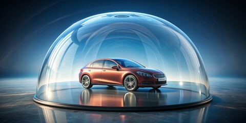 Protected Car Under Glass Dome, car insurance, vehicle protection, safety, security