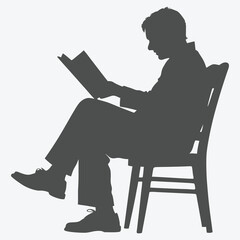 The Ultimate Silhouette Vector of a Child Sitting on a Chair Reading a Book