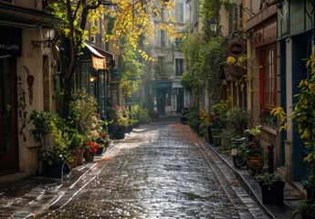 Fototapeta premium Cobblestone Street in Paris