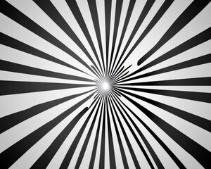 Black and white radial lines converge to a vanishing point creating an illusion of depth and movement