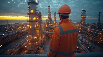 Fototapeta premium Experienced process plant operator managing machinery and ensuring smooth operations in an industrial facility 