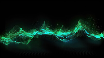 generated illustration of Abstract digital wave background with particles.