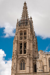 Fototapeta premium Beautiful architecture details of Cathedral of Saint Mary of Burgos. Catholic church dedicated to the Virgin Mary located in the historical center of the Spanish city of Burgos. Travel destination. 