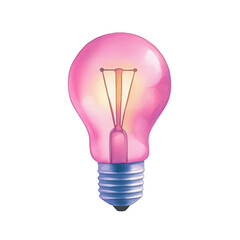 Fototapeta premium A vibrant pink light bulb emits a warm glow, symbolizing creativity and innovation in design and technology. transparent background watercolor style