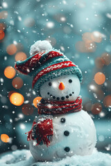 Charming Snowman in Snowfall