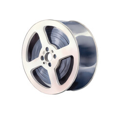 Obraz premium A vintage film reel showcasing classic cinematography, perfect for media and entertainment themes. transparent background watercolor style