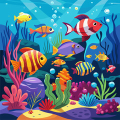 Naklejka premium underwater background with fishes