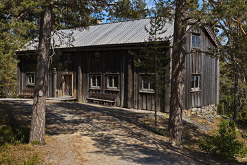 Historical building in Norra Berget Open Air Museum in the north of Sundsvall, Sweden, Europe
