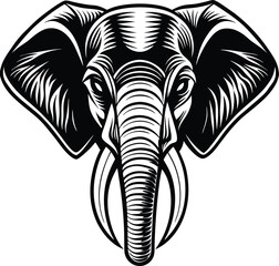 Artistic Elephant head graphic with intricate line work and vivid colors ideal for creative and modern projects
