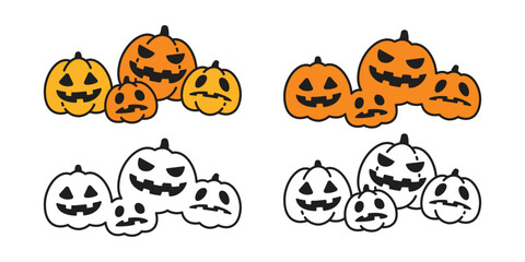 pumpkin head icon Halloween logo vector jack o lantern symbol doodle cartoon character spooky ghost smile illustration design clip art