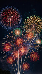 a scene of fireworks in the night sky, where the bursting lights create a bokeh effect as they scatter