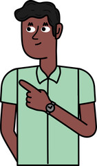 black executive man guy cartoon pointing with his finger.eps