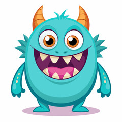 Cute Smiling Monster glossy vector illustration, highly detailed, ultra-detailed, on a white background