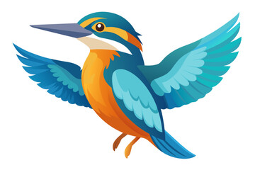 Beautiful bird kingfisher different posture vector art illustration