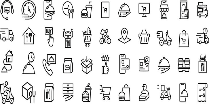 FOOD DELIVERY EDITABLE ICON SET 