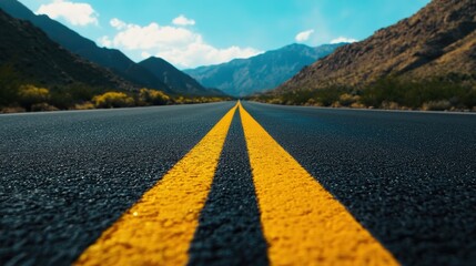 A scenic highway stretching into the mountains under a clear blue sky, symbolizing a journey or adventure.