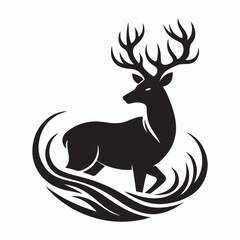 Deer silhouette vector on white background