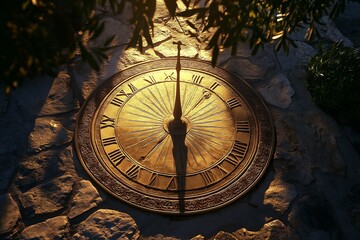 Fototapeta premium Roman numeral sundial in warm evening light