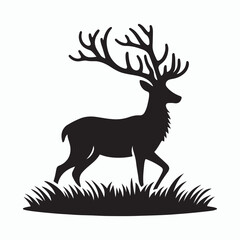 Deer silhouette vector on white background