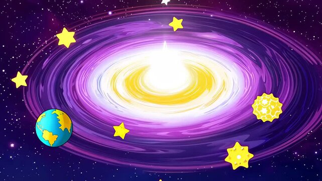 Abstract background with bright stars on a purple-blue background, an atmosphere of magic and fairy tale.