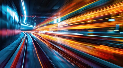 Abstract Light Trails in Urban Tunnel