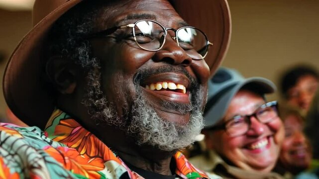 Laughter and joy at a comedy show in a vibrant atmosphere