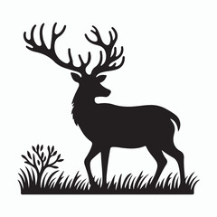 Deer silhouette vector on white background