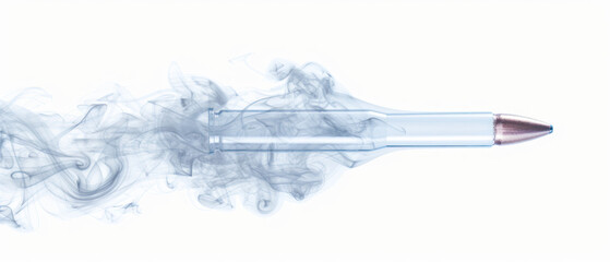 Bullet trace explosion, dynamic smoke cloud, isolated on white backdrop, high-impact visual for creative projects, digital design element for action-themed content
