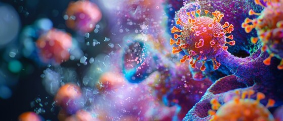 Fototapeta premium Virus Infection in Plasma With Detailed 3D Microscope Illustration