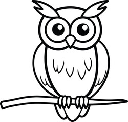 Adorable owl line art great for kids coloring books featuring friendly owl characters
