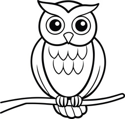 Owl line art with clear lines designed for kids coloring books fun and easy
