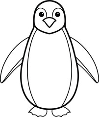 Cute penguin illustration with simple lines ideal for kids to unleash their creativity in a coloring book
