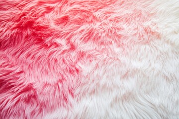 Fototapeta premium A luxurious carpet with a gradient from red to white, resembling soft fur. Red and white plush textured carpet for a touch of elegance.