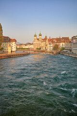 Beautiful sunset in the city of Lucerne, Switzerland.