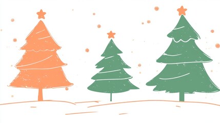 Obraz premium Minimalist illustration of Christmas trees