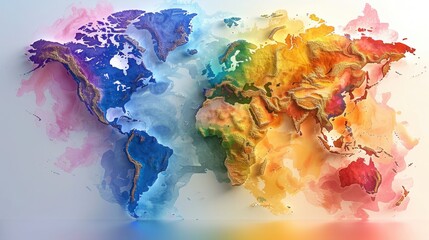 Vibrant Global Atlas: Colorful Vector World Map with Countries in EPS Format