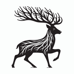 Fototapeta premium Deer silhouette vector on white background