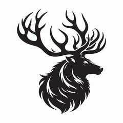 Deer silhouette vector on white background