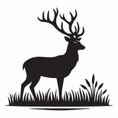 Deer silhouette vector on white background