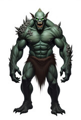 Mysterious Monstrous Troll Character , dark fantasy aesthetic, high-detail illustration, epic fantasy artwork, character concept art, rich color palette, dark and gritty style.