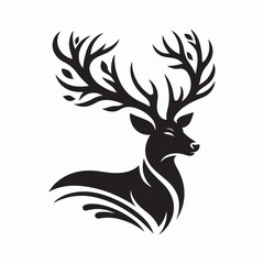Deer silhouette vector on white background