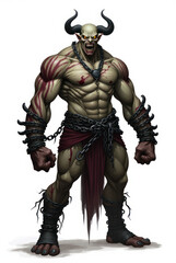 Obraz premium Mighty Demon of Grimdark Fantasy , dark fantasy aesthetic, high-detail illustration, epic fantasy artwork, character concept art, rich color palette, dark and gritty style.