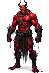 Fototapeta premium Fearsome Demon in Shadows , dark fantasy aesthetic, high-detail illustration, epic fantasy artwork, character concept art, rich color palette, dark and gritty style.